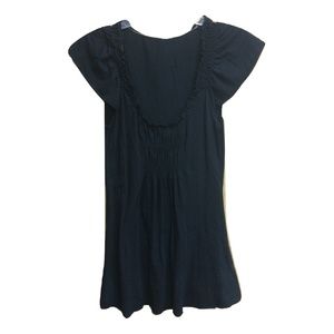 NWT Black Elasticated Neck Ruched Center Tunic Top